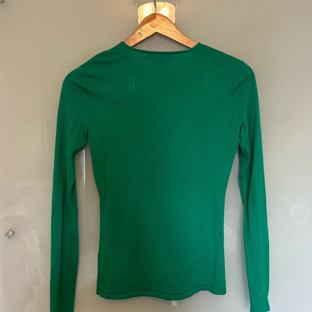 ralph lauren black label emerald green cashmere and silk long sleeve - Picture 2 of 5